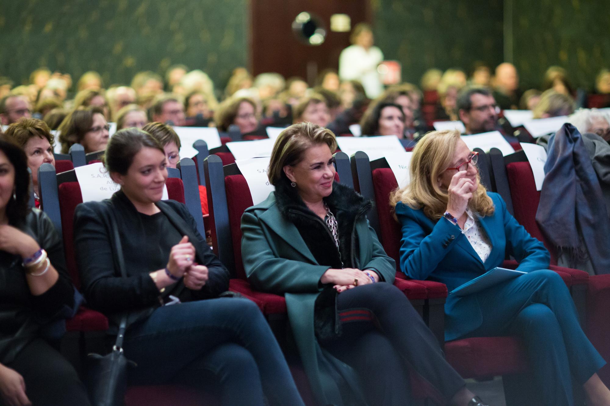 LL.AA.RR. la Grande-Duchesse et la Princesse Alexandra assistent à la projection du film « Moi Nojoom, 10 ans, divorcée », accompagnée notamment de Madame Nicole Belloubet, garde des Sceaux, ministre de la Justice (FR)
